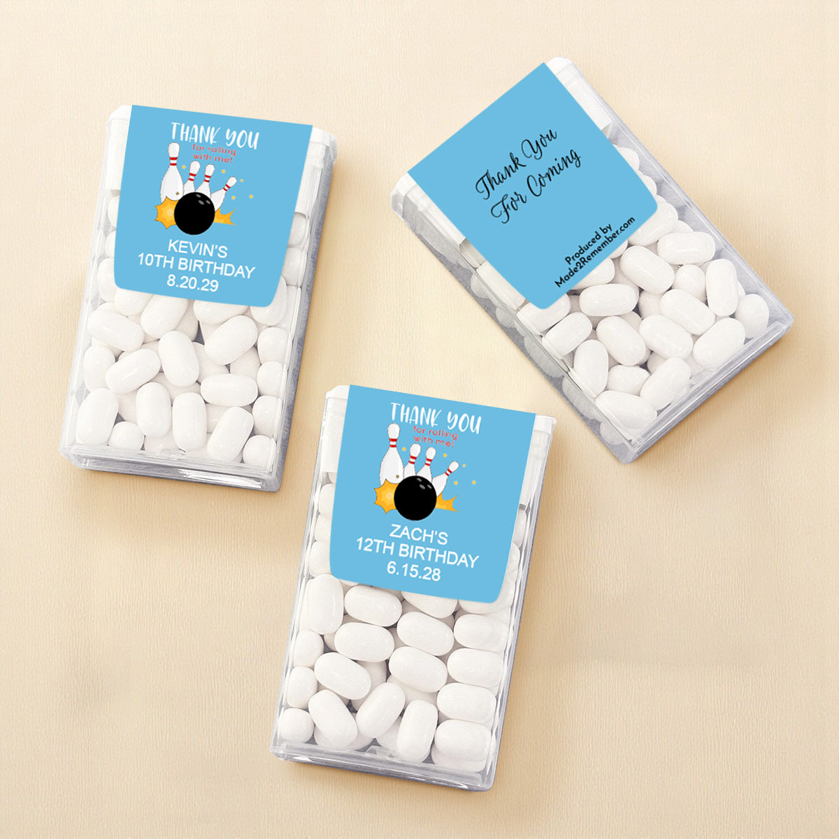 Bowling Kids Birthday Personalized Tic Tac Mints (Set of 12)