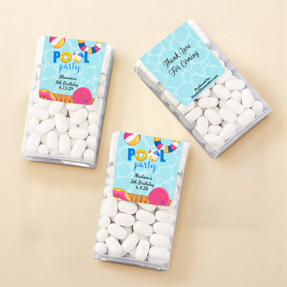 Pool Party Birthday Personalized Tic Tac Mints (Set of 12)