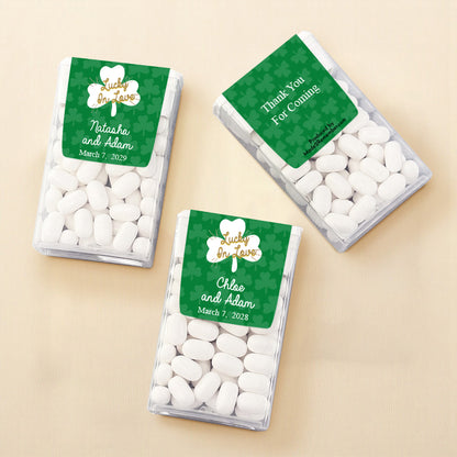 Lucky In Love Shamrock Personalized Tic Tac Mints (Set of 12)