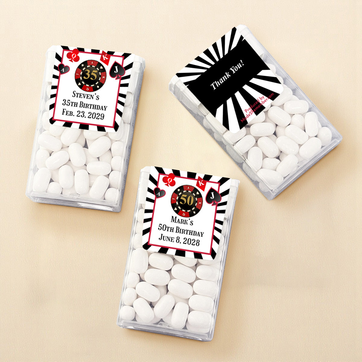 Vegas Birthday Personalized Tic Tac Mints (Set of 12)