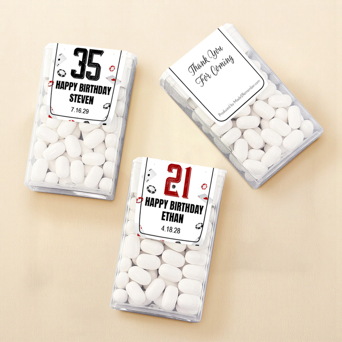 Vegas Birthday Personalized Tic Tac Mints (Set of 12)