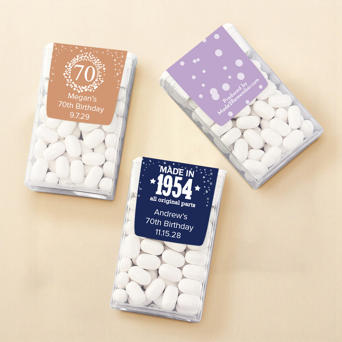 70th Birthday Personalized Tic Tac Mints (Set of 12)