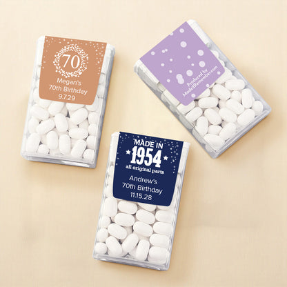 70th Birthday Personalized Tic Tac Mints (Set of 12)