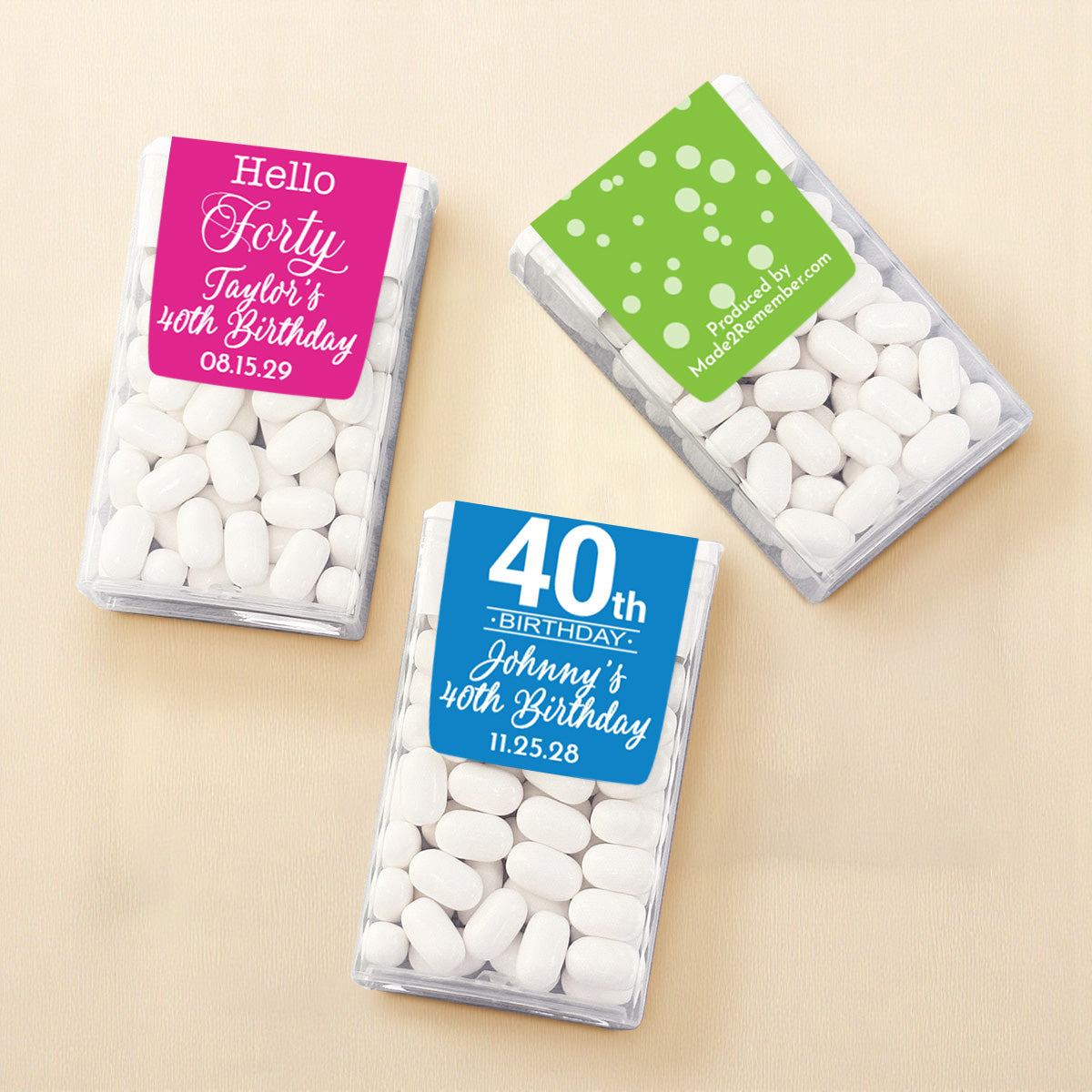 40th Birthday Personalized Tic Tac Mints (Set of 12)