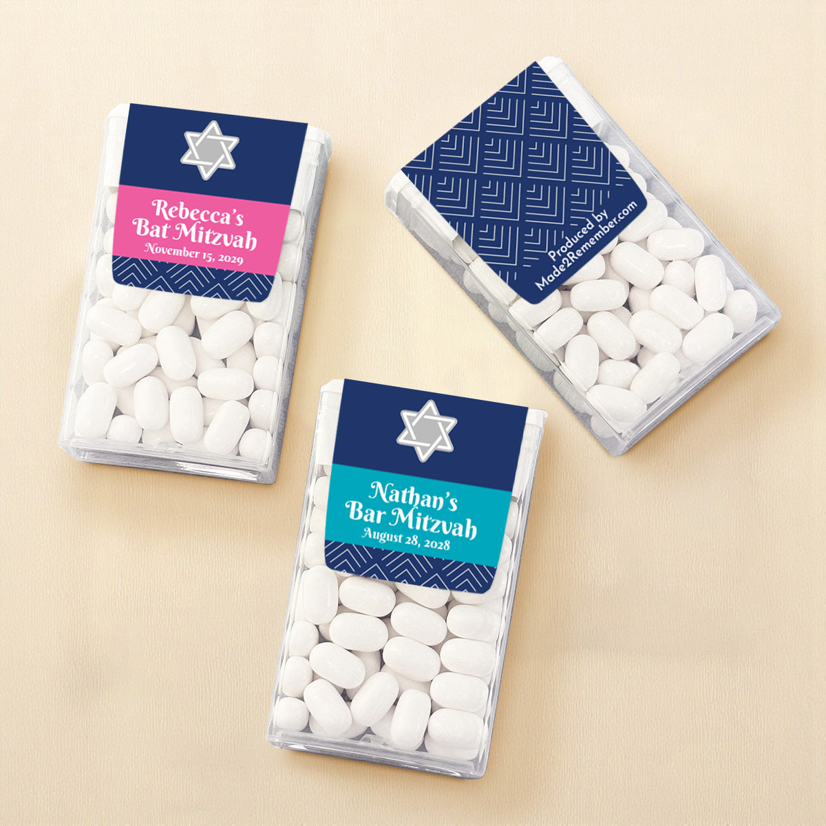 Star Of David Mitzvah Personalized Tic Tac Mints (Set of 12)