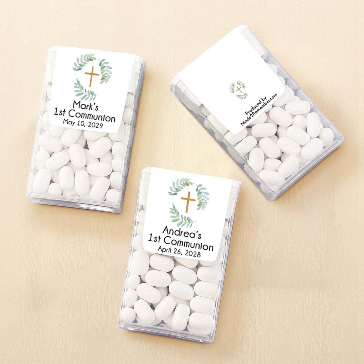 Botanical Greenery First Communion Personalized Tic Tac Mints (Set of 12)