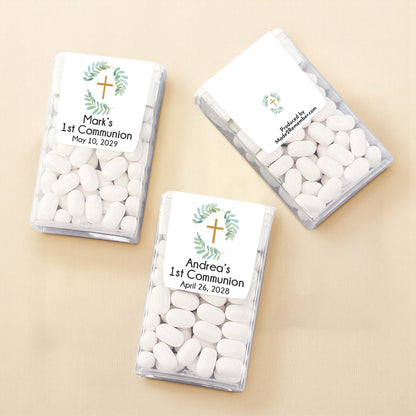 Botanical Greenery First Communion Personalized Tic Tac Mints (Set of 12)