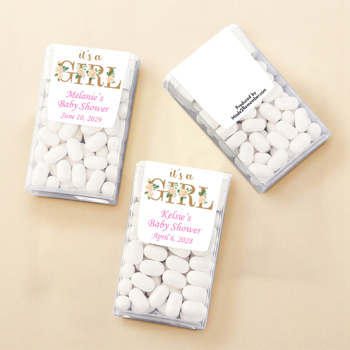 It's A Girl Personalized Tic Tac Mints (Set of 12)