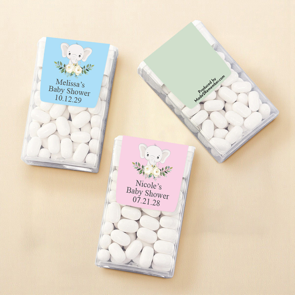 Baby Elephant Personalized Tic Tac Mints (Set of 12)