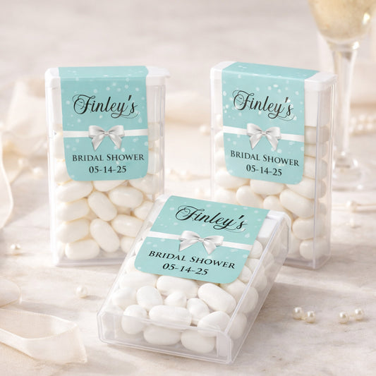 Aqua Bow Personalized Tic Tac Mints (Set of 12)