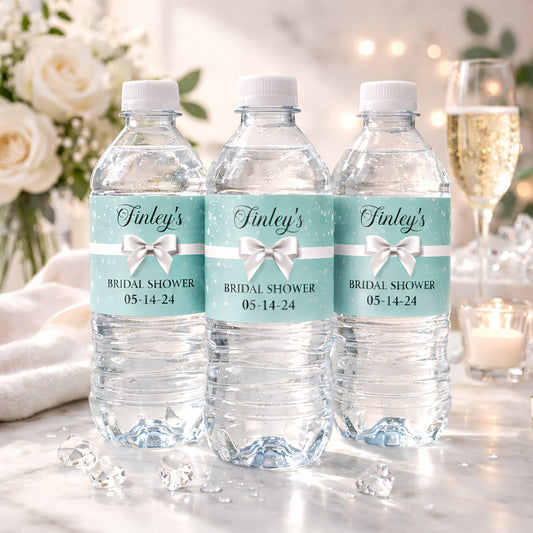 Aqua Bow Personalized Water Bottle Labels (Set of 12)