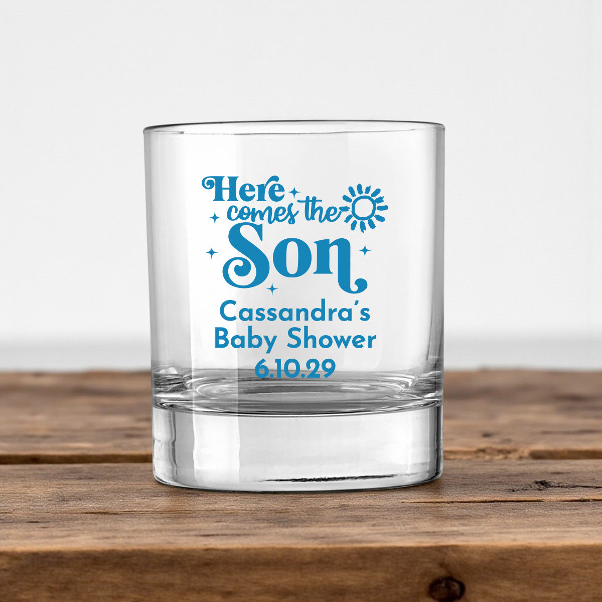 Here Comes The Son Personalized Votive Shot Glass (Set of 24)