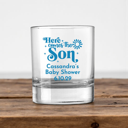 Here Comes The Son Personalized Votive Shot Glass (Set of 24)