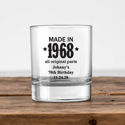 Made In Year All Original Parts Personalized Votive Shot Glass (Set of 24)