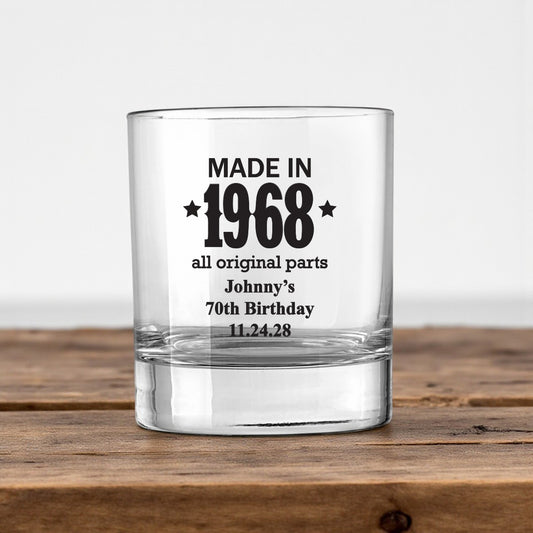 Made In Year All Original Parts Personalized Votive Shot Glass (Set of 24)