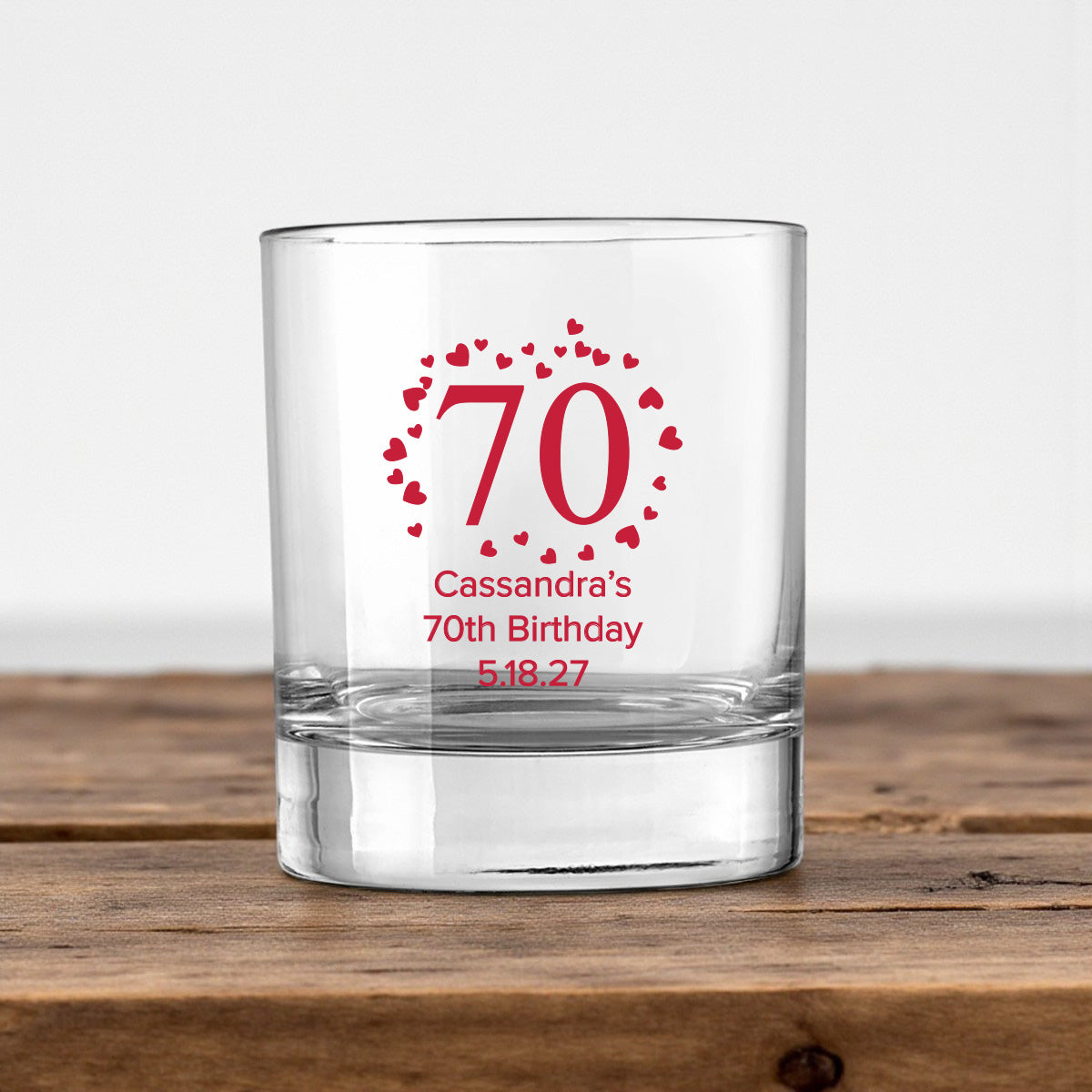 70th Birthday Personalized Votive Shot Glass (Set of 24)