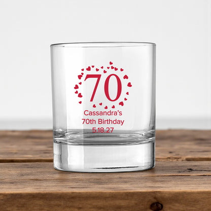 70th Birthday Personalized Votive Shot Glass (Set of 24)