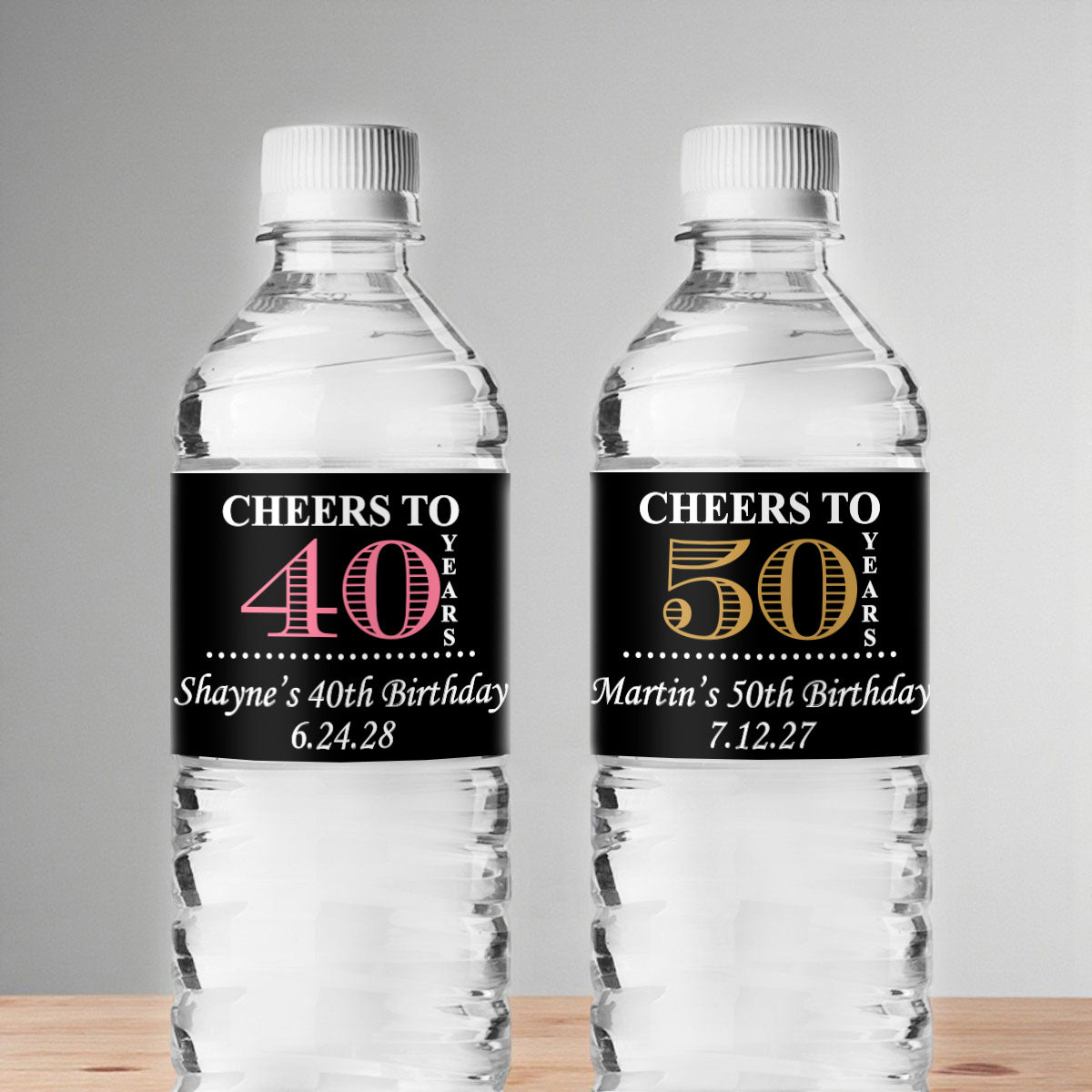 Cheers to Years Personalized Water Bottle Labels (Set of 12)