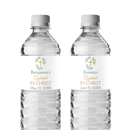 Confirmed In Christ Personalized Water Bottle Labels (Set of 12)