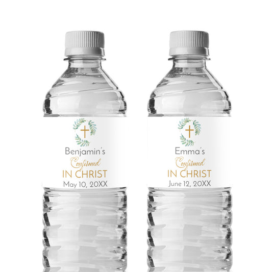 Confirmed In Christ Personalized Water Bottle Labels (Set of 12)