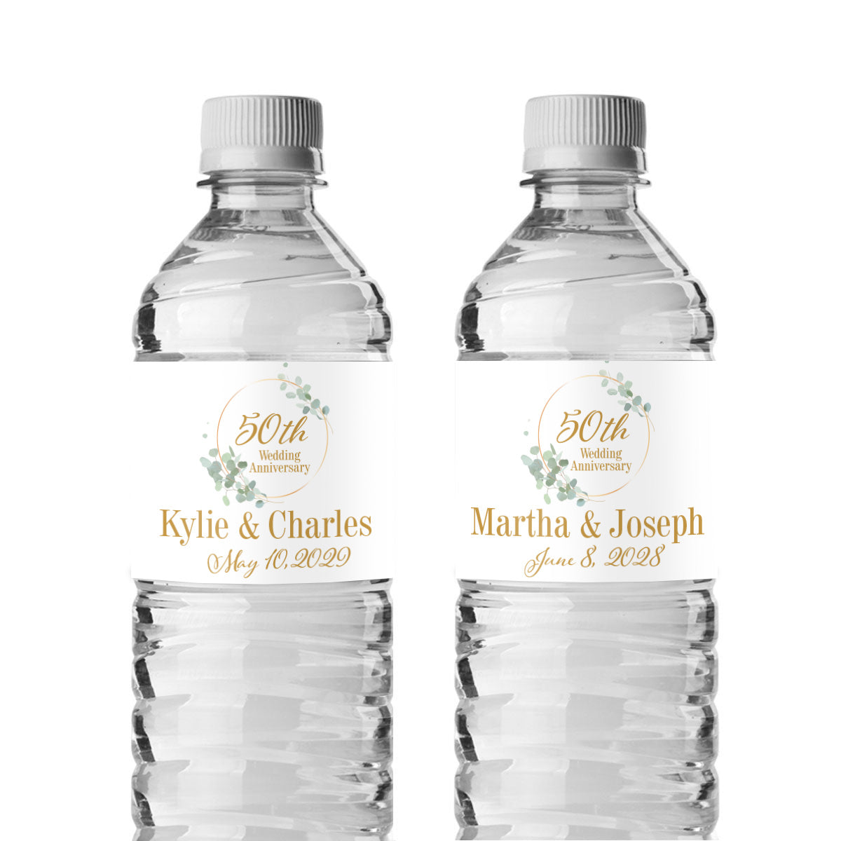 50th Anniversary Personalized Water Bottle Labels (Set of 12)