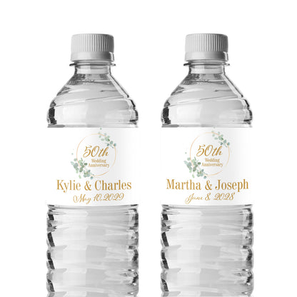 50th Anniversary Personalized Water Bottle Labels (Set of 12)