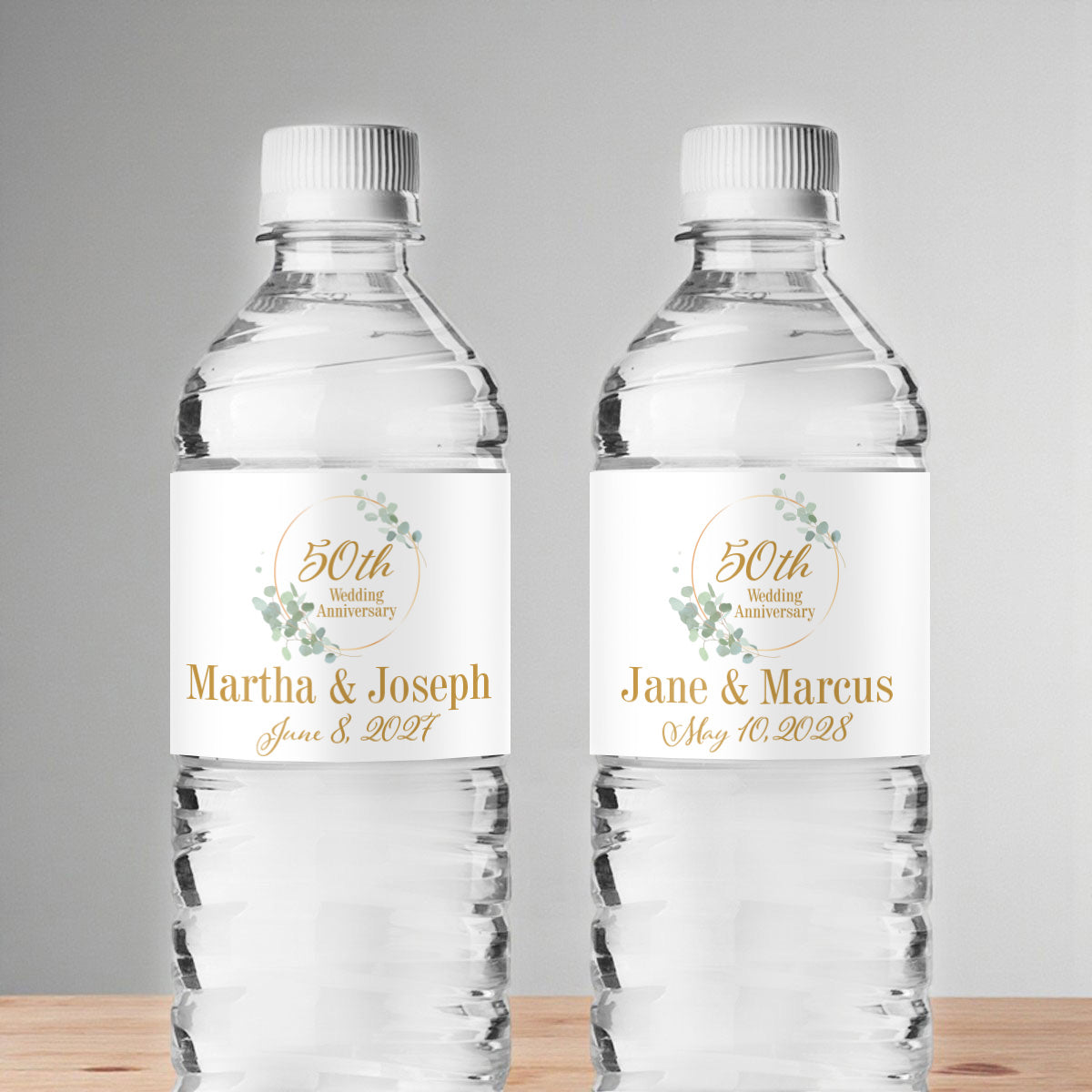 50th Anniversary Personalized Water Bottle Labels (Set of 12)