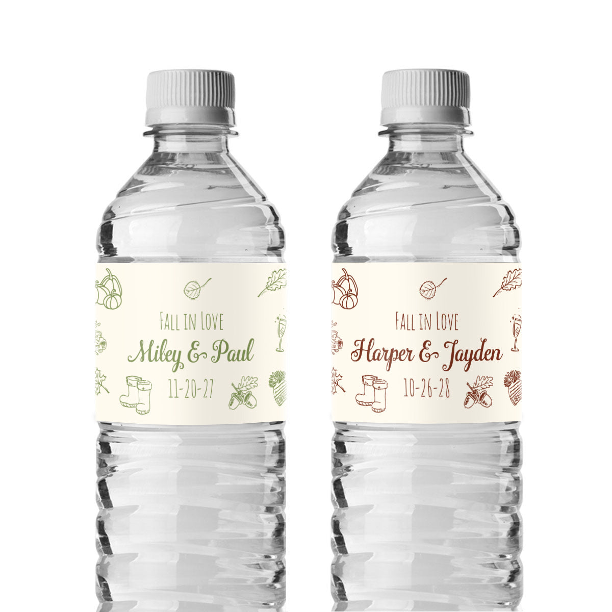 Fall Drawing Personalized Water Bottle Labels (Set of 12)