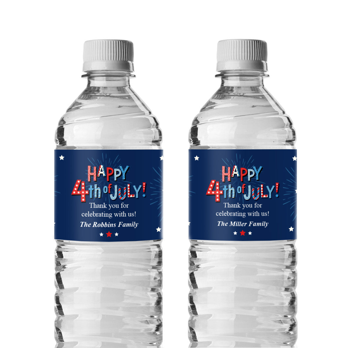 Fourth Of July Personalized Water Bottle Labels (Set of 12)