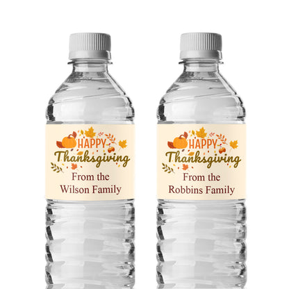 Happy Thanksgiving Personalized Water Bottle Labels (Set of 12)