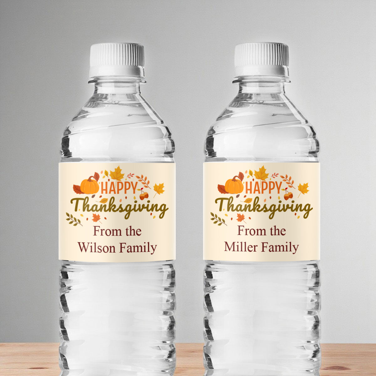 Happy Thanksgiving Personalized Water Bottle Labels (Set of 12)