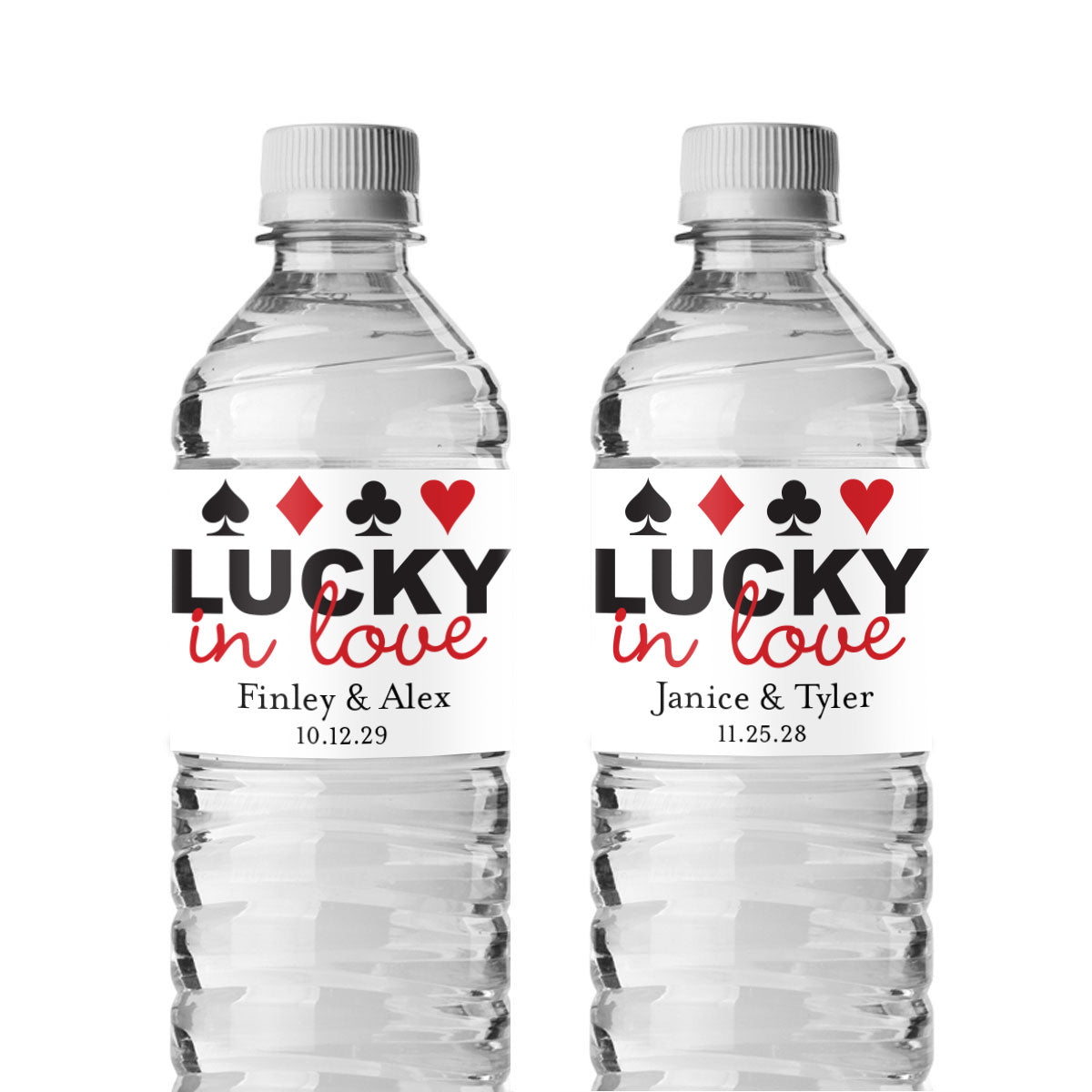 Lucky In Love Vegas Personalized Water Bottle Labels (Set of 12)