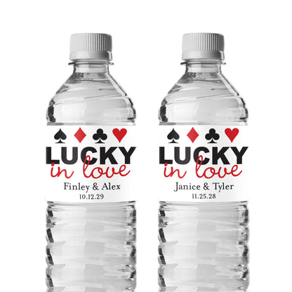 Lucky In Love Vegas Personalized Water Bottle Labels (Set of 12)