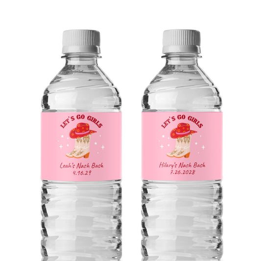 Cowgirl Personalized Water Bottle Labels (Set of 12)