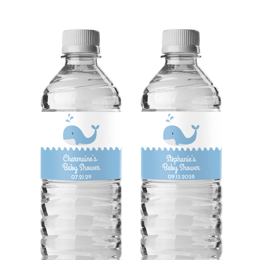 Baby Whale Personalized Water Bottle Labels (Set of 12)