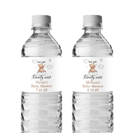 We Can Bearly Wait Personalized Water Bottle Labels (Set of 12)