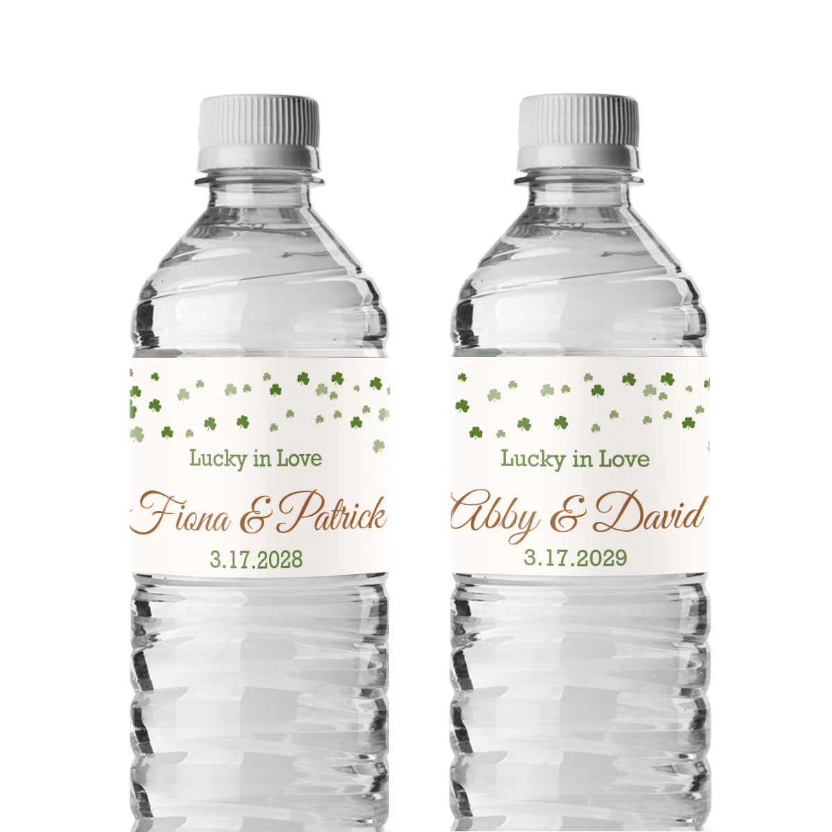 Irish Shamrock Confetti Personalized Water Bottle Labels (Set of 12)