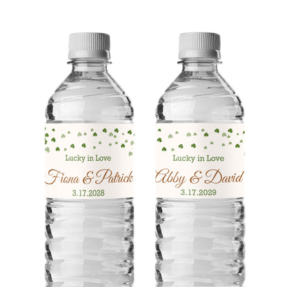 Irish Shamrock Confetti Personalized Water Bottle Labels (Set of 12)