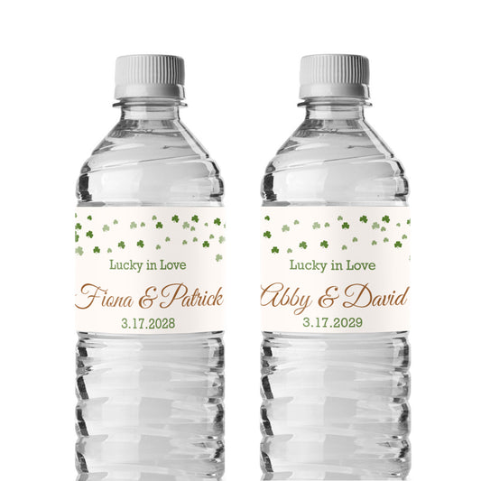 Irish Shamrock Confetti Personalized Water Bottle Labels (Set of 12)