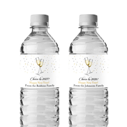 Cheers To New Year Personalized Water Bottle Labels (Set of 12)