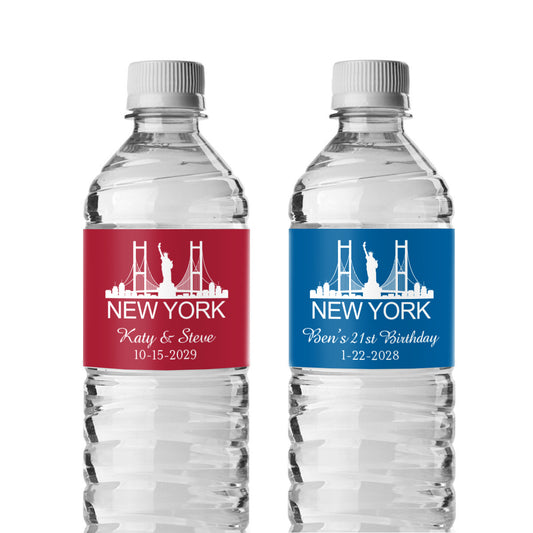 New York Personalized Water Bottle Labels (Set of 12)