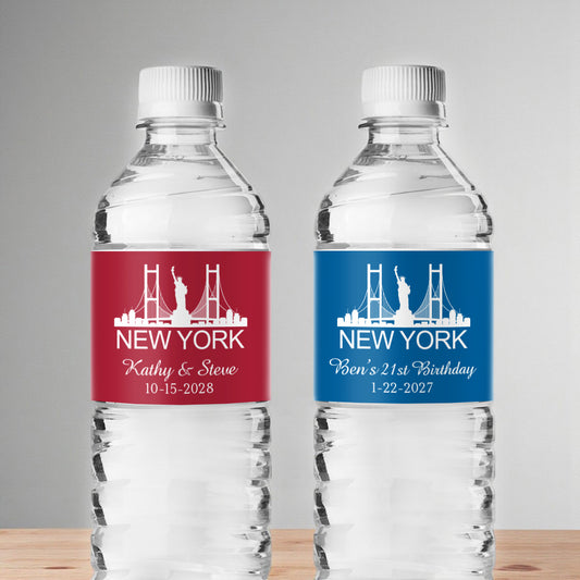 New York Personalized Water Bottle Labels (Set of 12)