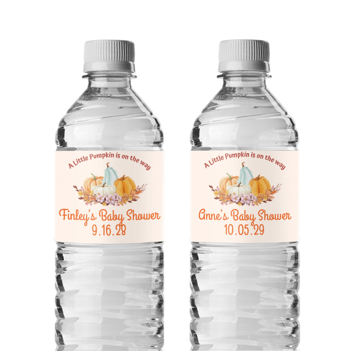 A Little Pumpkin Is On The Way Personalized Water Bottle Labels (Set of 12)