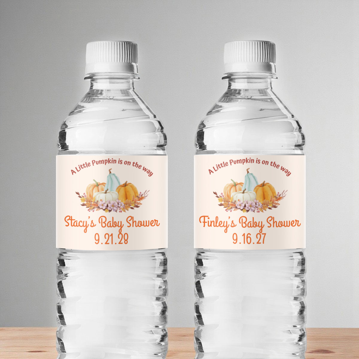 A Little Pumpkin Is On The Way Personalized Water Bottle Labels (Set of 12)