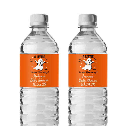 A Little Boo Is On The Way Personalized Water Bottle Labels (Set of 12)