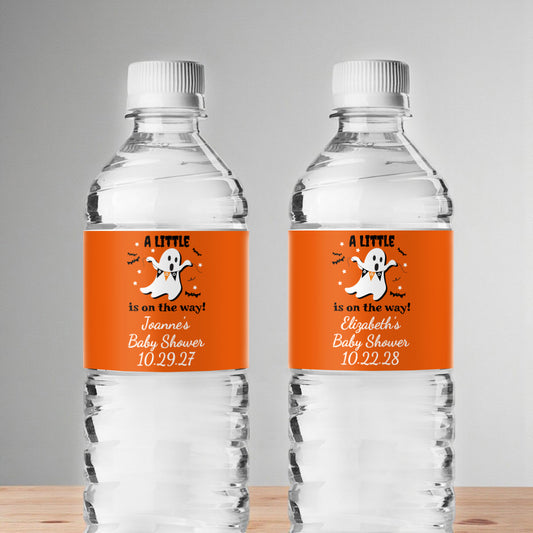 A Little Boo Is On The Way Personalized Water Bottle Labels (Set of 12)