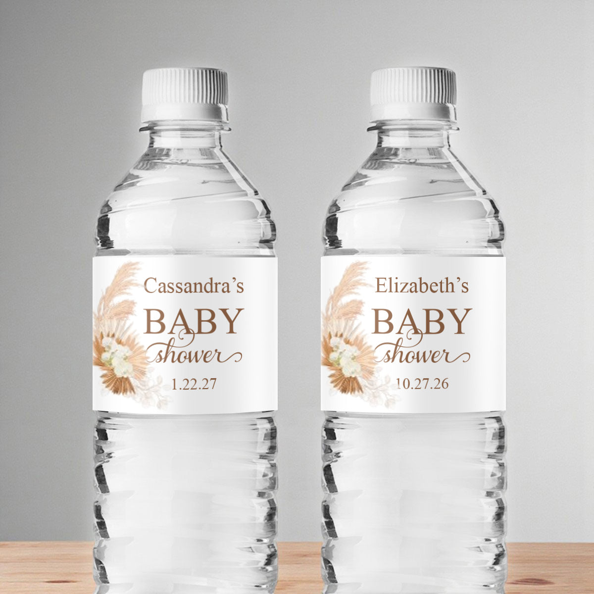Boho Baby Shower Personalized Water Bottle Labels (Set of 12)