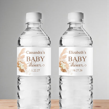 Boho Baby Shower Personalized Water Bottle Labels (Set of 12)