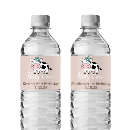 Holy Cow Personalized Water Bottle Labels (Set of 12)