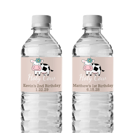 Holy Cow Personalized Water Bottle Labels (Set of 12)